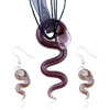 Brown Snake Dichroic Glass Pendant And Earring Set