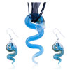 Blue Snake Dichroic Glass Pendant And  Earring  Set