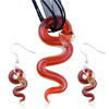 Red Snake Dichroic Glass Pendant And  Earring  Set