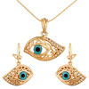 Gold Plated Evil Eye Blue Zircon Eye Ball Pendant And Earrings Set