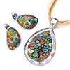 Murano Glass Millefiori Multi Color Drop Pendant