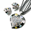 Murano Glass Millefiori Black Color Heart Pendant