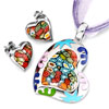 Murano Glass Millefiori White Color Heart Pattern Pendant