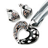 Murano Glass Millefiori Black Color Heart With Flower Pattern Pendant