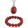 Red Agate Bracelet And Oval Pendant Set