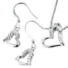 April Birthstone Crystal Heart 925 Sterling Silver Wedding Pendant And Ear...