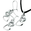 April Birthstone Crystal Heart 925 Sterling Silver Wedding Pendant And Ear...
