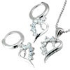April Birthstone Crystal Art Heart 925 Sterling Silver Wedding Pendant And...