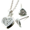 Sterling Silver Heart With April Birthstone Swarovski Crystal Wedding Pendant And Earrings Set