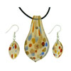 Multi Colored Gems Tone Murano Glass Leaf Drop Design  ... 