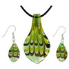Lime Green Waved Murano Glass Pendant