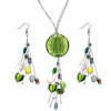 Green Multi Dangle Murano Glass Earrings Necklace Set Pendant