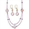 Pink Snow Globe Murano Glass Earrings Necklace Set Pendant