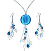 Blue Multi Dangle Murano Glass Earrings Necklace Set Pendant