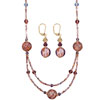 Purple Snow Globe Murano Glass Earrings Necklace Set Pendant