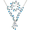 Blue Cat Eye Murano Glass Necklace Bracelet Set Pendant