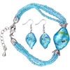 Sky Blue Murano Glass Earrings Bracelet Set