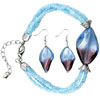 Blue And Purple Murano Glass Earrings Bracelet Set