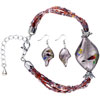 Lavender Twist Leaf Murano Glass Earrings Bracelet Set