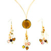 Amber Multi Dangle Murano Glass Earrings Necklace Set Pendant