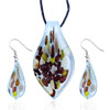 Silver Foil Dark Red Speckle Pendant And Earring Set