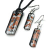 Pugster Orange Pattern Square Murano Glass