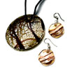 Pugster Silver Foil Yellow Crusted Round Pendant And Earring Set