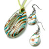 Pugster Fringe Pattern Oval Murano Glass