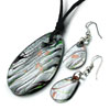 Pugster Silver Foil Brown Multicolored Oval Pendant And Earring Set