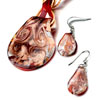 Pugster Red Rose Bouquet Pendant And Earring Set