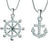 Clear Diamond Accent Rudder Hooks Couple Love Pendant Necklace Set  ... 