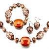 Brown Necklace Bracelet And Earrings Set Pendant