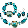 Blue Necklace,bracelet And Earrings Set Pendant