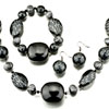 Black Necklace Bracelet And Earrings Set Pendant