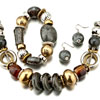 Gray Necklace Bracelet And Earrings Set Pendant