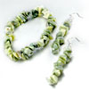 Green Nugget Chips Stone Stretch Earrings Bracelets