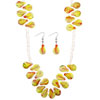 Red And Yellow Lampwork Earrings And Necklace Pendant