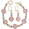 Pink Snow Globe Murano Earrings And Bracelet
