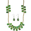 Green Lampwork Murano Glass Earrings And Necklace Pendant