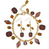 Amber And Purple Murano Glass Earrings Bracelet Set