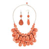 Light Orange Semi Precious Turquoise Stone Pendant Bubble Bib Statement Ne...