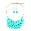 Semi Precious Turquoise Stone Pendant Bubble Bib Statement Necklace