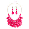 Rose Red Semi Precious Turquoise Stone Pendant Bubble Bib Statement Necklace