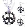 Pendants - Black Round Peace Sign Pendant And Earring Set