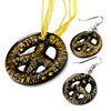 Pugster Yellow With Black Round Peace Sign