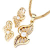 18K Gold Plated Clear White Rhinestone Crystal Pearl Abstract Butterfly Pe...