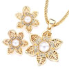 18K Gold Plated Clear White Crystal White Pearl Pendant Earrings Set