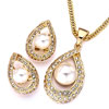 18K Gold Plated Clear White Rhinestone Crystal White Pearl Drip Pendant Ea...