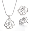 Hollow Rose Flower Pendant Necklace Stud Earrings Set