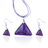 Purple Triangular Fused Dichroic Glass Pendant And Earring Set